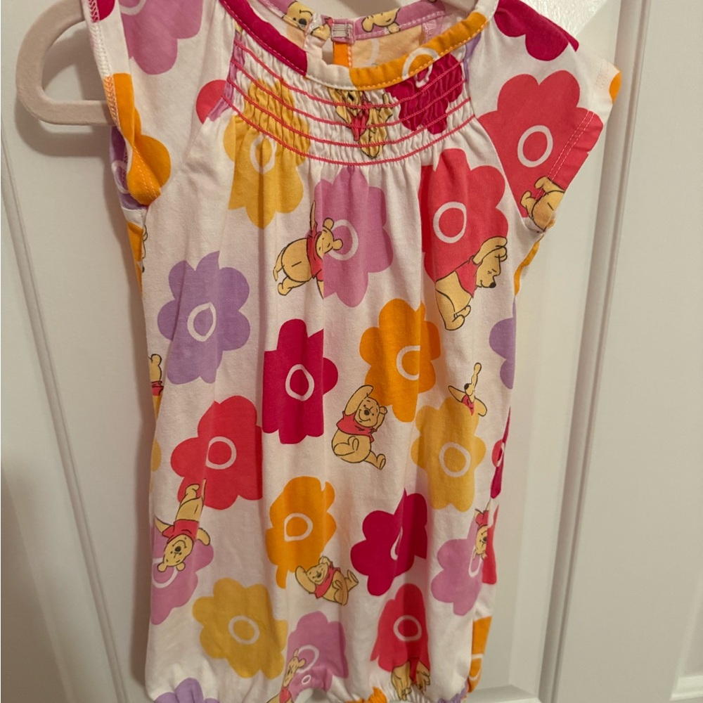 Disney Winnie the Pooh Baby Romper with Pink and Orange Accents